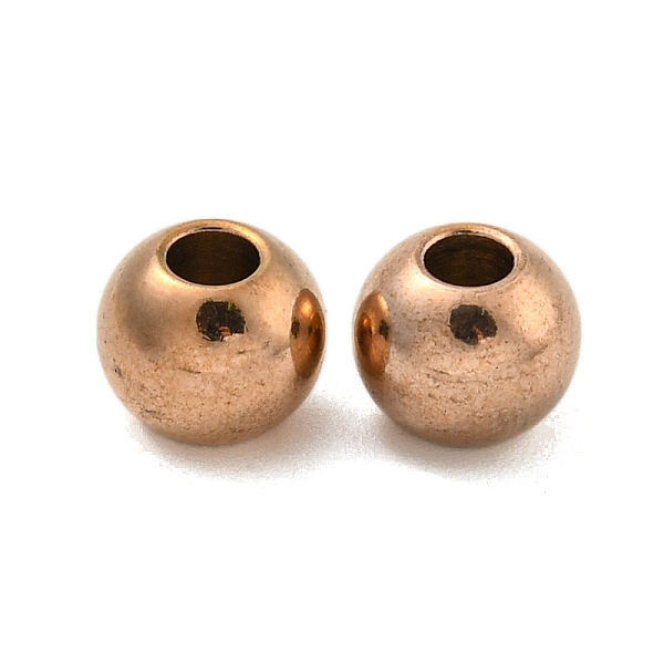 

PandaHall Round Ion Plating(IP) 202 Stainless Steel Beads, Rose Gold, 8x6.5mm, Hole: 3.5mm 202 Stainless Steel Round