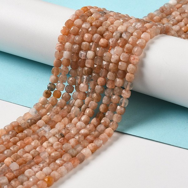 

PandaHall Natural Multi-Moonstone Beads Strands, Faceted, Cube, 4x4x4mm, Hole: 0.7mm, about 91pcs/strand, 15.35''(39cm) Multi-Moonstone Cube