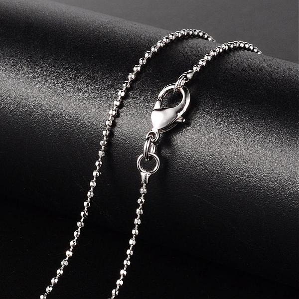 

PandaHall Brass Necklaces, Ball Chain, Faceted, with Lobster Clasp, Platinum, 18.11 inch(46cm), 1.2mm Brass