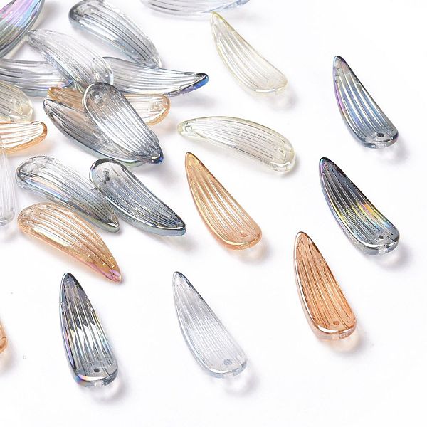 

PandaHall Electroplate Glass Pendants, Petaline, Mixed Color, 26x9x2.5mm, Hole: 1.4mm Glass Petaline Multicolor