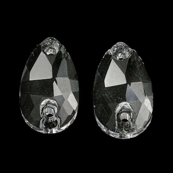 

PandaHall Glass Connector Charms, Faceted, Teardrop Links, Clear, 12x7x3.5mm, Hole: 1mm Glass Teardrop Clear