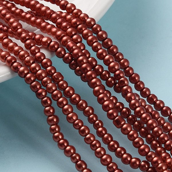 

PandaHall Glass Pearl Beads Strands, Pearlized, Round, Chocolate, 3~4mm, Hole: 1mm, about 190~200200pcs/strand, 25.59 inch(65cm) Glass Round..., Brown