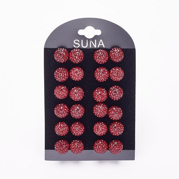 

PandaHall Valentines Day Gift for Her, 925 Sterling Silver Austrian Crystal Rhinestone Stud Earrings, Ball Stud Earrings, Round, 208_Siam..., Red