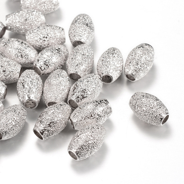 

PandaHall Brass Textured Beads, Oval, Platinum, 11x7mm, Hole: 3mm Brass Oval