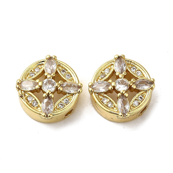 

PandaHall Rack Plating Brass Micro Pave Cubic Zirconia Beads, Long-Lasting Plated, Lead Free & Cadmium Free, Flat Round with Cross, Real 18K..., Clear