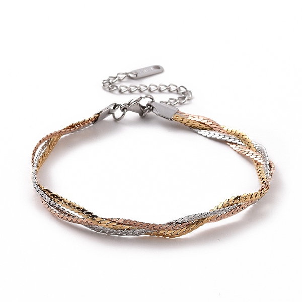 

PandaHall 304 Stainless Steel Braided Cuban Link Chain Bracelet for Women, Multi-color, 6-1/4~6-5/8 inch(16~16.9cm) 304 Stainless Steel
