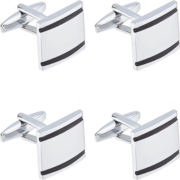 

PandaHall 2 Pairs Brass Cufflinks, Cufflink Finding Cabochon Settings for Apparel Accessories, Rectangle, Platinum, 31mm Brass Rectangle