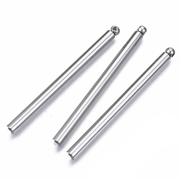 

PandaHall 201 Stainless Steel Pendants, Column, Stainless Steel Color, 45x3mm, Hole: 1.2mm 201 Stainless Steel Column