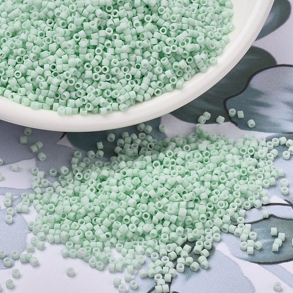 

PandaHall MIYUKI Delica Beads, Cylinder, Japanese Seed Beads, 11/0, (DB1516) Matte Opaque Light Mint, 1.3x1.6mm, Hole: 0.8mm, about..., Green