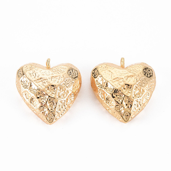 

PandaHall Brass Pendants, Nickel Free, Heart, Bumpy, Real 18K Gold Plated, 16.5x15x6.5mm, Hole: 2mm Brass Heart