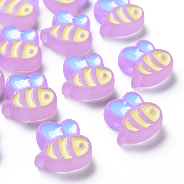 

PandaHall Transparent Acrylic Beads, with Enamel, Frosted, Bee, Plum, 23.5x26x9mm, Hole: 3mm Acrylic Bees Purple