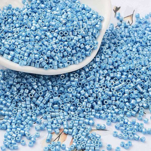 

PandaHall Baking Paint Glass Seed Beads, Cylinder, Sky Blue, 2x1.5mm, Hole: 1mm, about 50398pcs/pound Glass