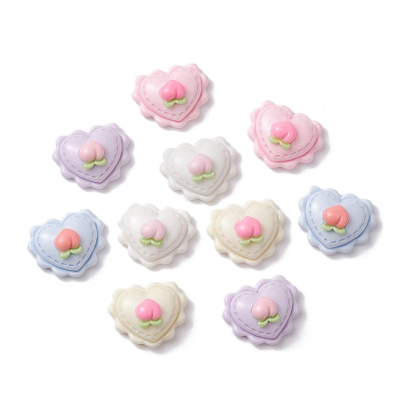 

PandaHall Valentine's Day Opaque Resin Decoden Cabochons, Heart with Peach, Mixed Color, 16x19x9mm Resin Heart Multicolor
