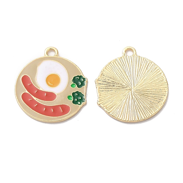 

PandaHall Alloy Enamel Pendants, Golden, Flat Round with Sausage with Poached Eggs Charm, Salmon, 22x20x1mm, Hole: 2mm Alloy+Enamel Flat..., Red
