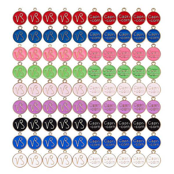

PandaHall 90Pcs 9 Colors Alloy Enamel Pendants, Cadmium Free & Lead Free, Flat Round with Constellation, Light Gold, Capricorn, 15x12x2mm...