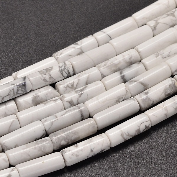 

PandaHall Natural Howlite Column Beads Strands, 13~14x4~5mm Hole: 1mm, about 28pcs/strand, 15.2 inch Howlite Column