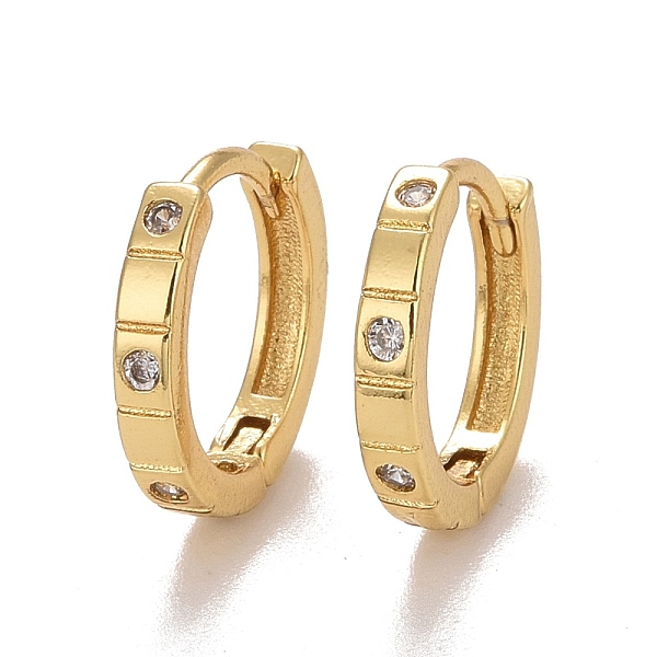 

PandaHall Clear Cubic Zirconia Hoop Earrings, Brass Hinged Earrings for Women, Lead Free & Cadmium Free, Real 18K Gold Plated, 12.5x2mm, Pin...