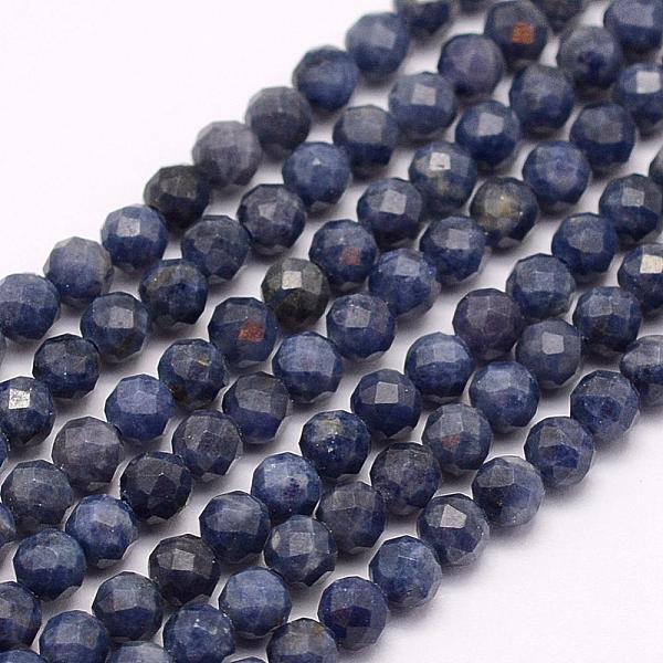 

PandaHall Natural Sapphire Beads Strands, Grade A, Faceted, Round, 3mm, Hole: 0.5mm, about 132pcs/strand, 15.7 inch(40cm) Sapphire Round..., Blue