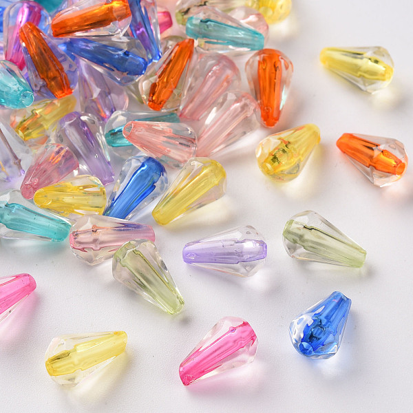 

PandaHall Transparent Acrylic Beads, Faceted, Teardrop, Mixed Color, 12x7mm, Hole: 1.8mm Acrylic Teardrop Multicolor