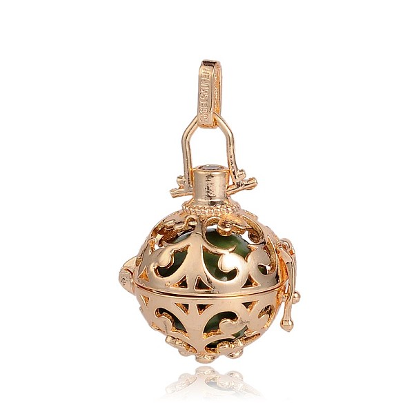 

PandaHall Golden Plated Brass Hollow Round Cage Pendants, with No Hole Spray Painted Brass Beads, Olive Drab, 34x25x20mm, Hole: 3x8mm Brass...