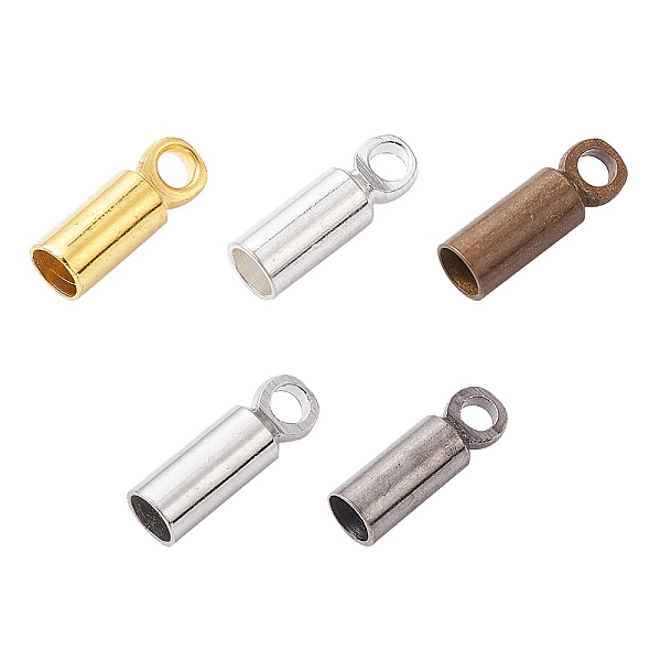 

PandaHall 50Pcs 5 Colors Brass Cord Ends, End Caps, Mixed Color, 8x2.8mm, Hole: 1.5mm, Inner Diameter: 2mm, 10Pcs/color Brass Column