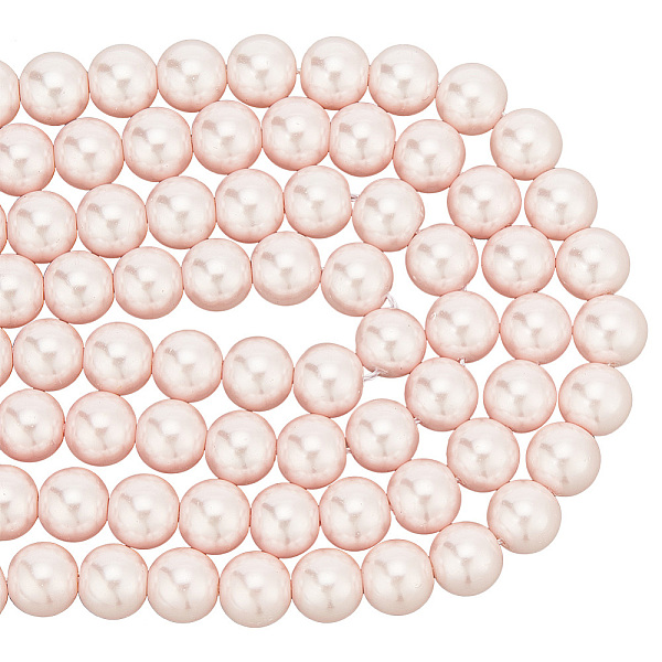

PandaHall 2 Strands Electroplated Shell Pearl Beads Strands, Polished Round, Pink, 8mm, 14.57 inch(37cm) Shell Pearl Round Pink