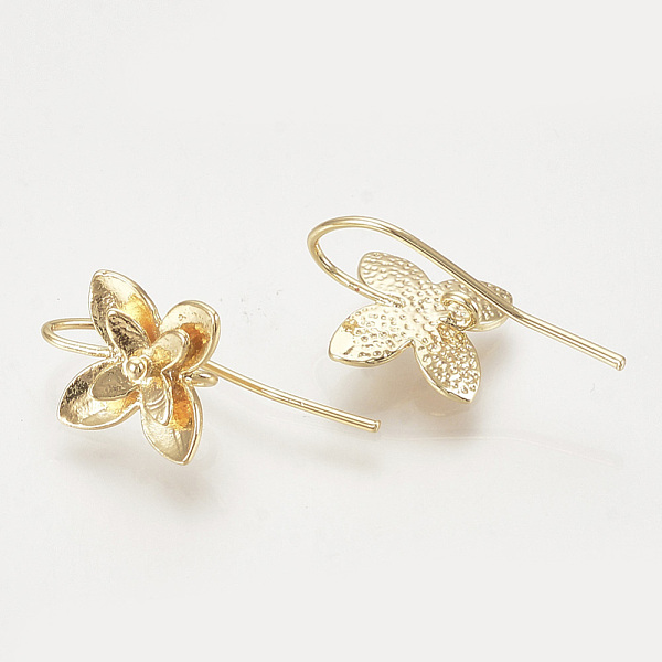 

PandaHall Brass Stud Earring Findings, with Loop, Flower, Nickel Free, Real 18K Gold Plated, 14.5x10.5mm, Hole: 1mm, Pin: 1mm Brass Flower
