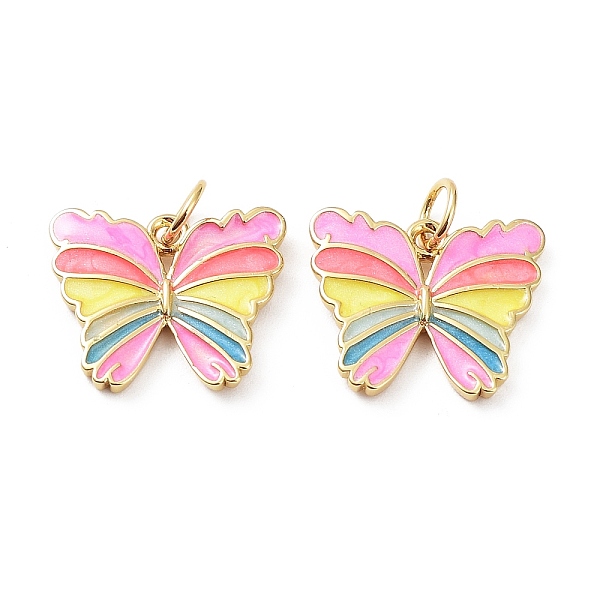 

PandaHall Rack Plating Brass Enamel Charms, with Jump Ring, Lead Free & Cadmium Free, Long-Lasting Plated, Butterfly Charm, Real 18K Gold...