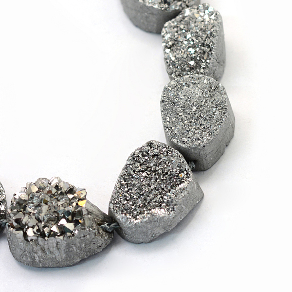 

PandaHall Electroplate Natural & Dyed Druzy Quartz Crystal Bead Strands, Nuggets, Platinum Plated, 13~29x10~23x10~20mm, Hole: 2mm, about...