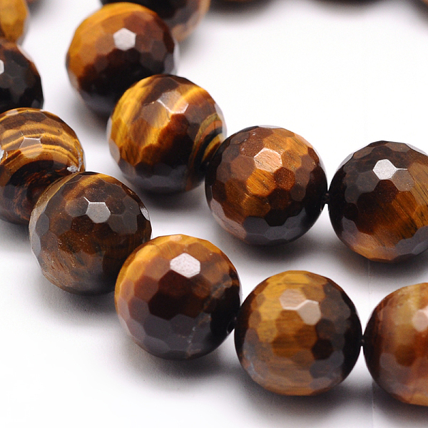 

PandaHall Faceted Grade A Natural Tiger Eye Round Bead Strands, 8mm, Hole: 1mm, about 47pcs/strand, 15.5 inch Tiger Eye Round