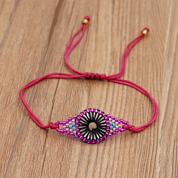 

PandaHall Miyuki Seed Braided Bead Bracelet, Evil Eye Protection Lucky Bracelet for Women, Medium Violet Red, 11 inch(28cm) Glass Evil Eye