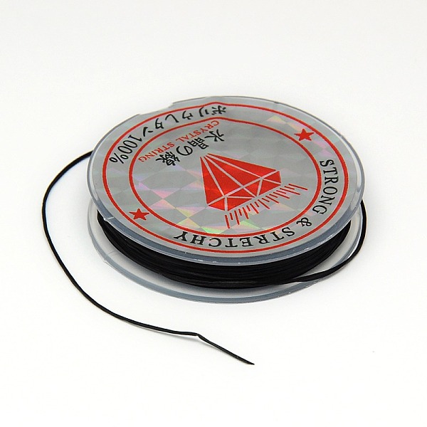 

PandaHall Flat Elastic Crystal String, String Cord Crystal Threads, Black, 0.8mm, about 10.93 yards(10m)/roll Spandex Flat Black
