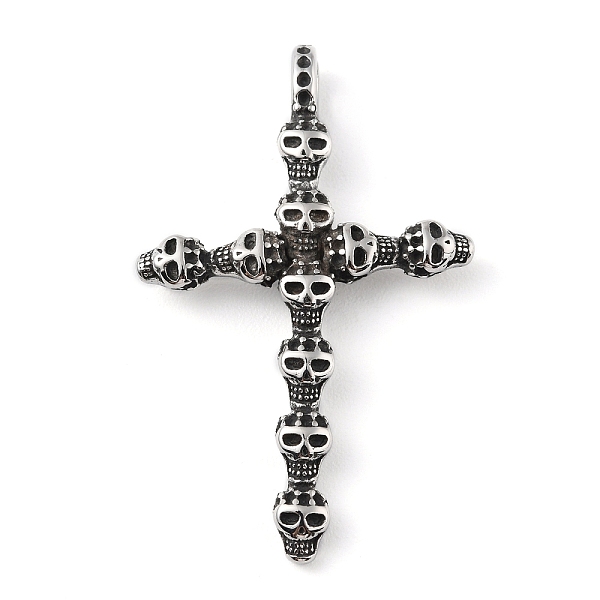 

PandaHall 304 Stainless Steel Big Pendants, Skull Cross Charm, Antique Silver, 52x32.5x6.5mm, Hole: 4.6x3.5mm 304 Stainless Steel Cross