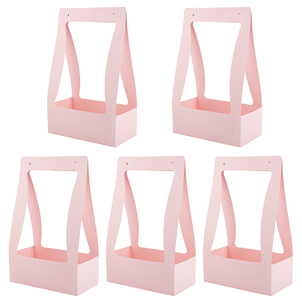 PandaHall Foldable Inspissate Paper Box, Portable Gift Packing Box, Bakery Cake Cupcake Box Container, Rectangle, Pink, 22.2x11.9x35.4cm...