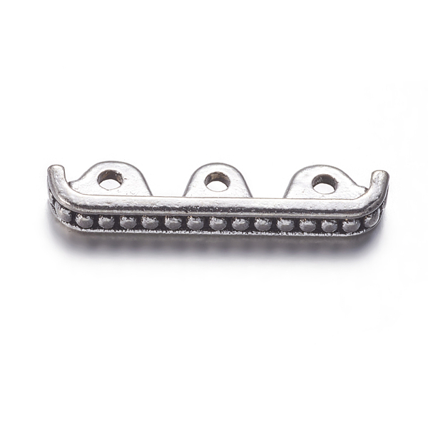 

PandaHall 3 Holes Tibetan Style Alloy Spacer Bars, Lead Free and Cadmium Free, Antique Silver, 24x4x6mm, Hole: 1.5mm Alloy Others