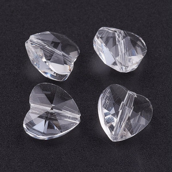 

PandaHall Transparent Glass Beads, Faceted, Heart, Clear, 10x10x7mm, Hole: 1~1.2mm Glass Heart Clear