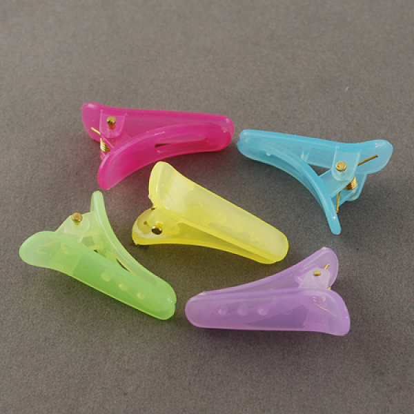 

PandaHall Acrylic Alligator Hair Clip Findings, DIY Hair Accessories Making, Mixed Color, 27x9mm Plastic Multicolor