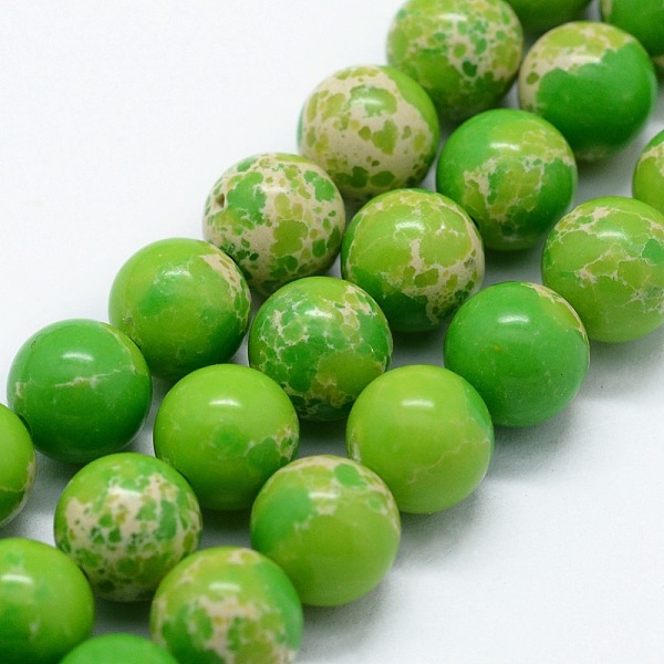 

PandaHall Synthetic Imperial Jasper Beads Strands, Dyed, Round, Lime, 8mm, Hole: 0.8mm, about 47pcs/strand, 14.96 inch(38cm) Imperial Jasper..., Green