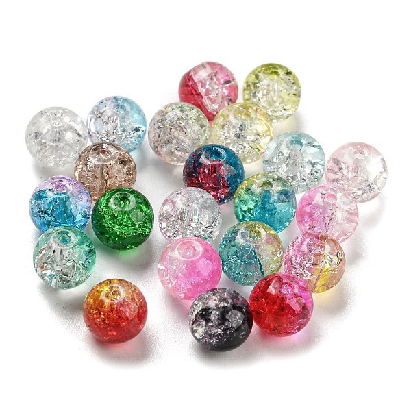 

PandaHall Transparent Spray Painting Crackle Glass Beads, Round, Mixed Color, 8mm, Hole: 1.6mm, 300pcs/bag Glass Round Multicolor