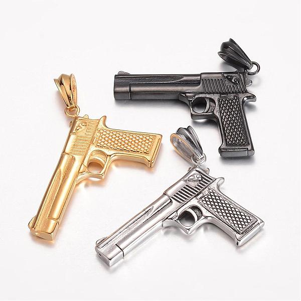 

PandaHall 304 Stainless Steel Big Pendants, Gun, Mixed Color, 41.5x59x7.5mm, Hole: 12x8mm 304 Stainless Steel Sports Multicolor