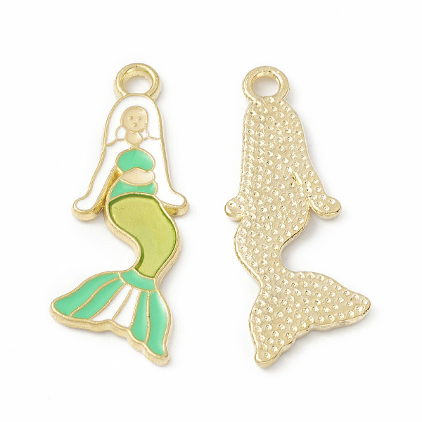 

PandaHall Alloy Enamel Pendants, Mermaid Charm, Golden, Spring Green, 31x12x1.3mm, Hole: 2.3mm Alloy+Enamel Others
