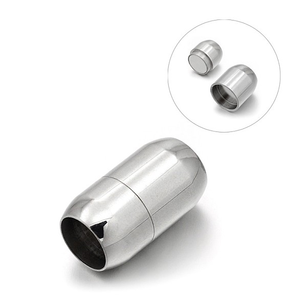 

PandaHall Smooth 304 Stainless Steel Barrel Magnetic Clasps with Glue-in Ends, Stainless Steel Color, 21x12mm, Hole: 8mm 304 Stainless Steel...
