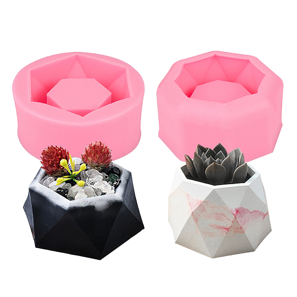 PandaHall OLYCRAFTF 2pcs Flower Pot Silicone Mold Hexagon Succulent Plant Vase Gypsum Cement Molds Concrete Clay Mold Ashtray Candle Holder...