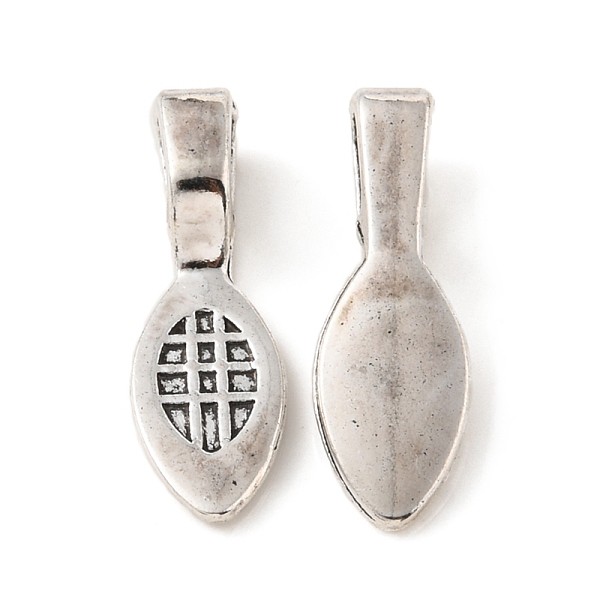 

PandaHall Alloy Glue-on Flat Pad Bails, Horse Eye Pendant Bails, Antique Silver, 22x7x1.5~5mm, Hole: 5x3mm Alloy