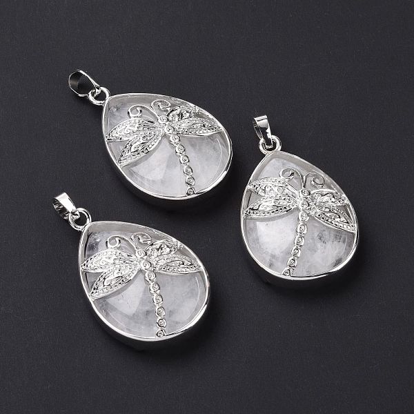 

PandaHall Natural Quartz Crystal Pendants, Rock Crystal Pendants, with Platinum Tone Brass Findings, Lead Free & Cadmium Free, Teardrop with...