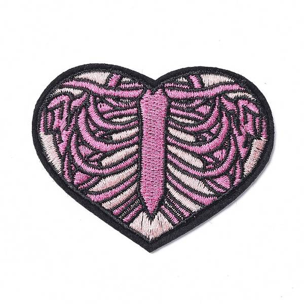 PandaHall Computerized Embroidery Cloth Iron on/Sew on Patches, Costume Accessories, Appliques, for Backpacks, Clothes, Heart, Hot Pink...