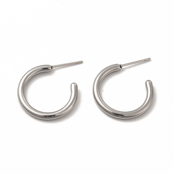 

PandaHall 304 Stainless Steel Ring Stud Earrings, Half Hoop Earrings for Women, Stainless Steel Color, 20.5x20x2mm, Pin: 0.7mm 304 Stainless...
