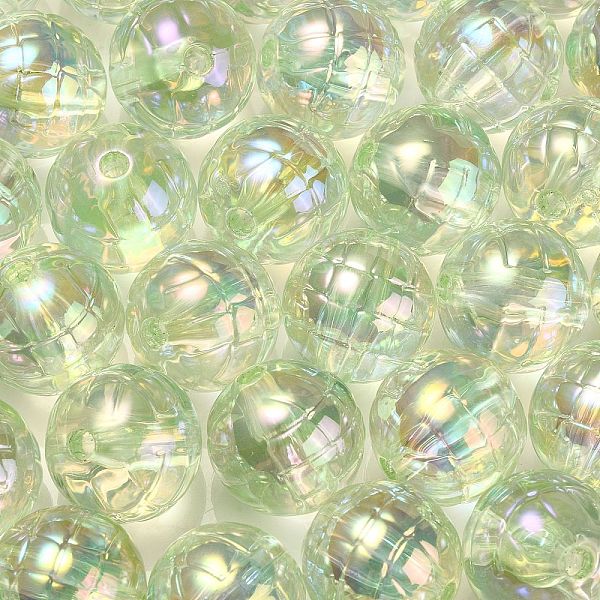 

PandaHall Textured UV Plating Rainbow Iridescent Transparent Acrylic Beads, Round, Light Green, 15.5mm, Hole: 2.6mm Acrylic Round