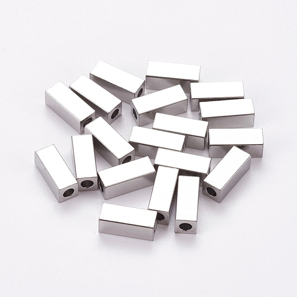

PandaHall 201 Stainless Steel Beads, Cuboid, Stainless Steel Color, 10x4x4mm, Hole: 2mm 201 Stainless Steel Cuboid