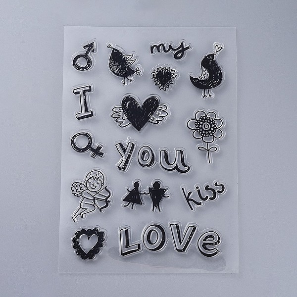 

PandaHall Silicone Stamps, for DIY Scrapbooking, Photo Album Decorative, Cards Making, Stamp Sheets, Valentine's day Themed Pattern...